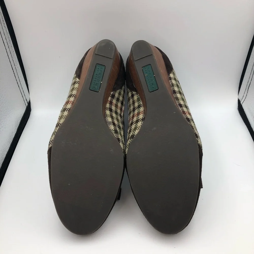 Sperry Brown Wedge Tweed Shoes Sz 8.5